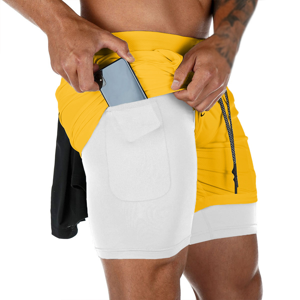 Men's Summer double-deck Quick - Compression Shorts Athletes 评论和价格