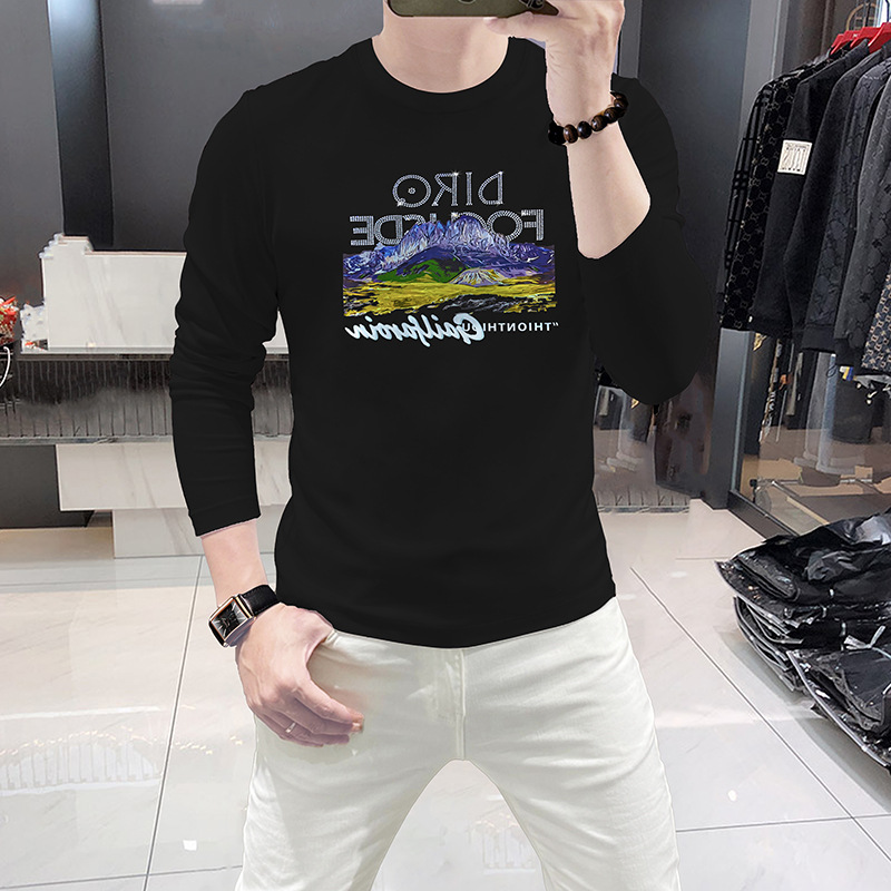 Men Long Sleeve T-Shirt Mounta - Undershirt Crew Neck 评论和价格