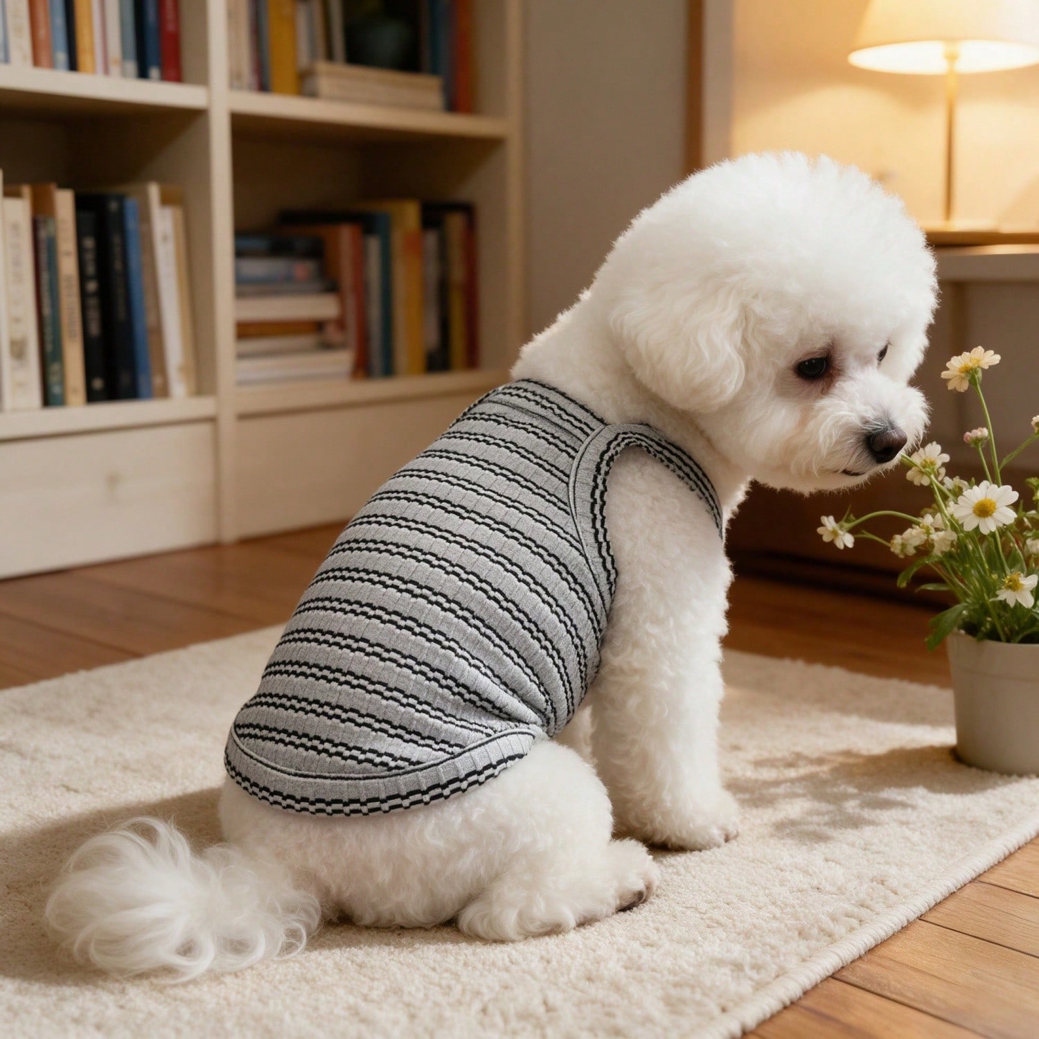 1PC Striped Ribbed Dog Tank To - Tank Top Ribbed 评论和价格