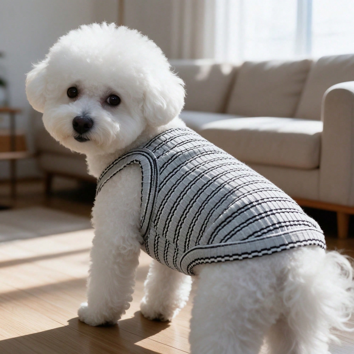 1PC Striped Ribbed Dog Tank To - Tank Top Ribbed 评论和价格